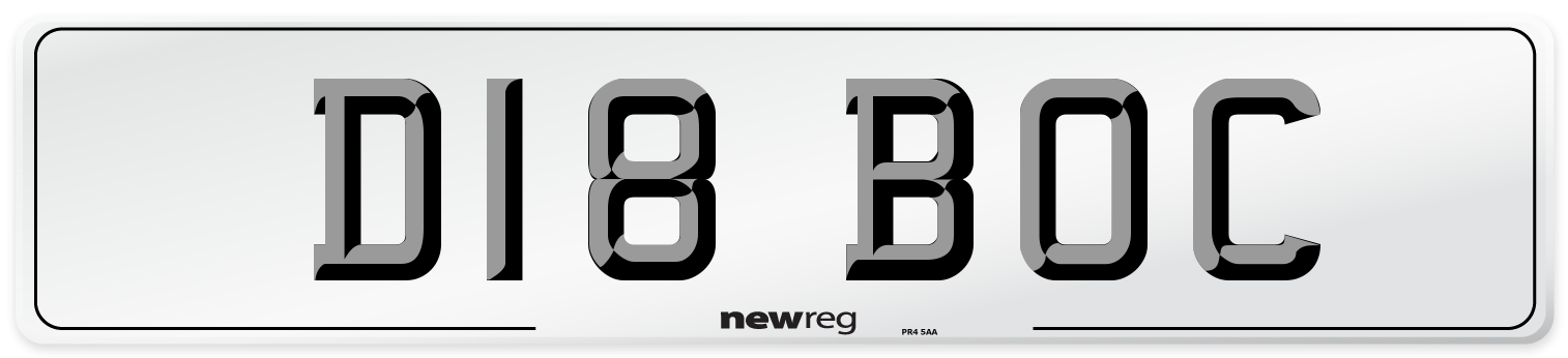 D18 BOC Number Plate from New Reg